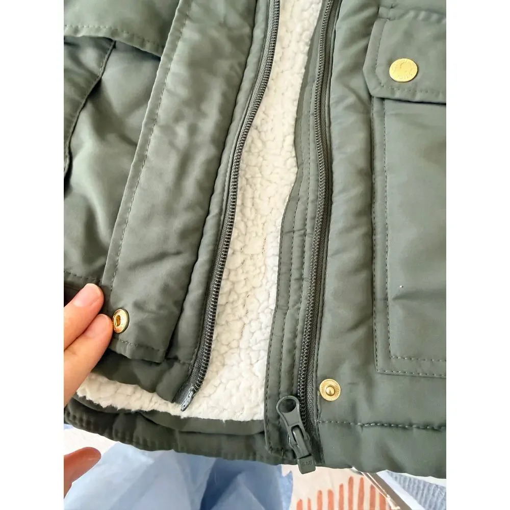 Justice Girls Olive Green Sherpa Lined Winter Parka